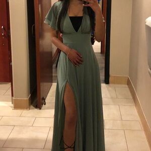 Green long princess and the frog vibe dress